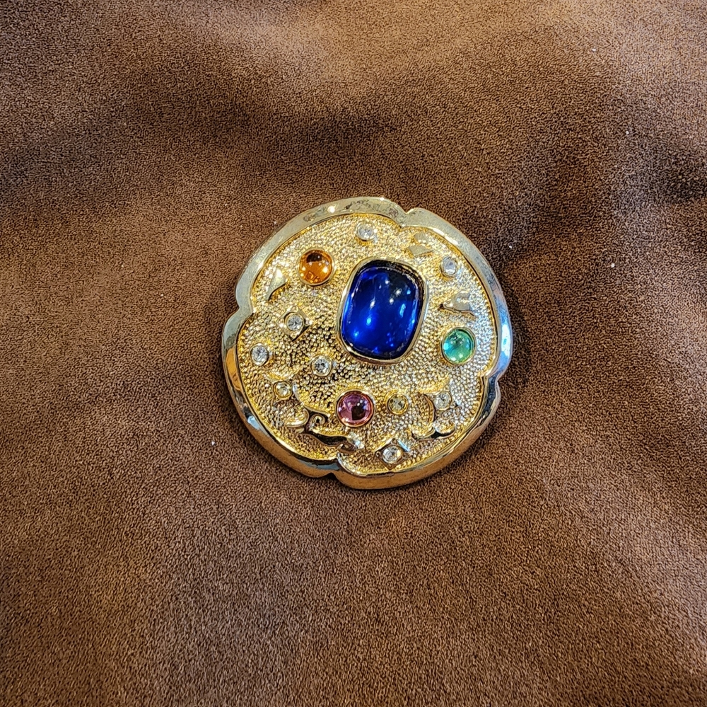 Vintage Glass Cabochon Brooch